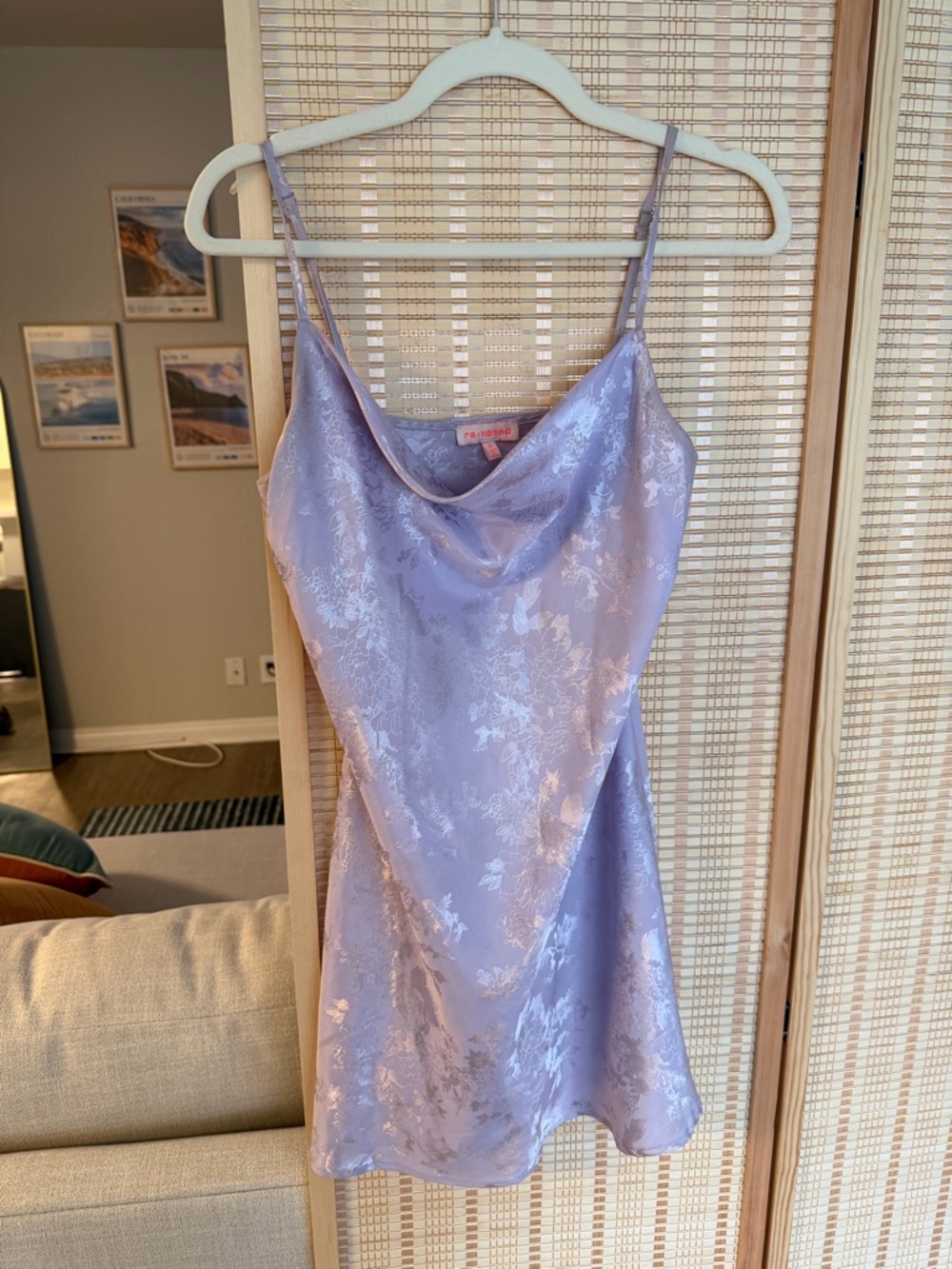 re:named Lavender Satin Slip Dress